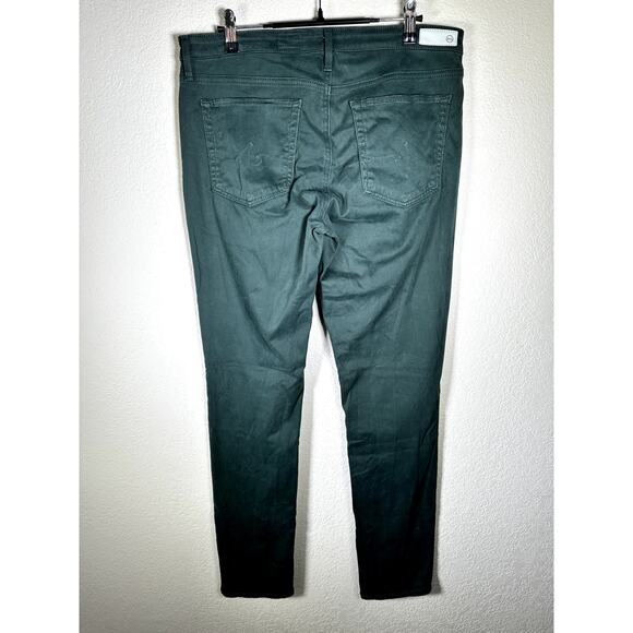 AG The Prima Mid-Rise Cigarette Pants Women’s 30R Forest Green Stretch Velvet - Picture 5 of 15